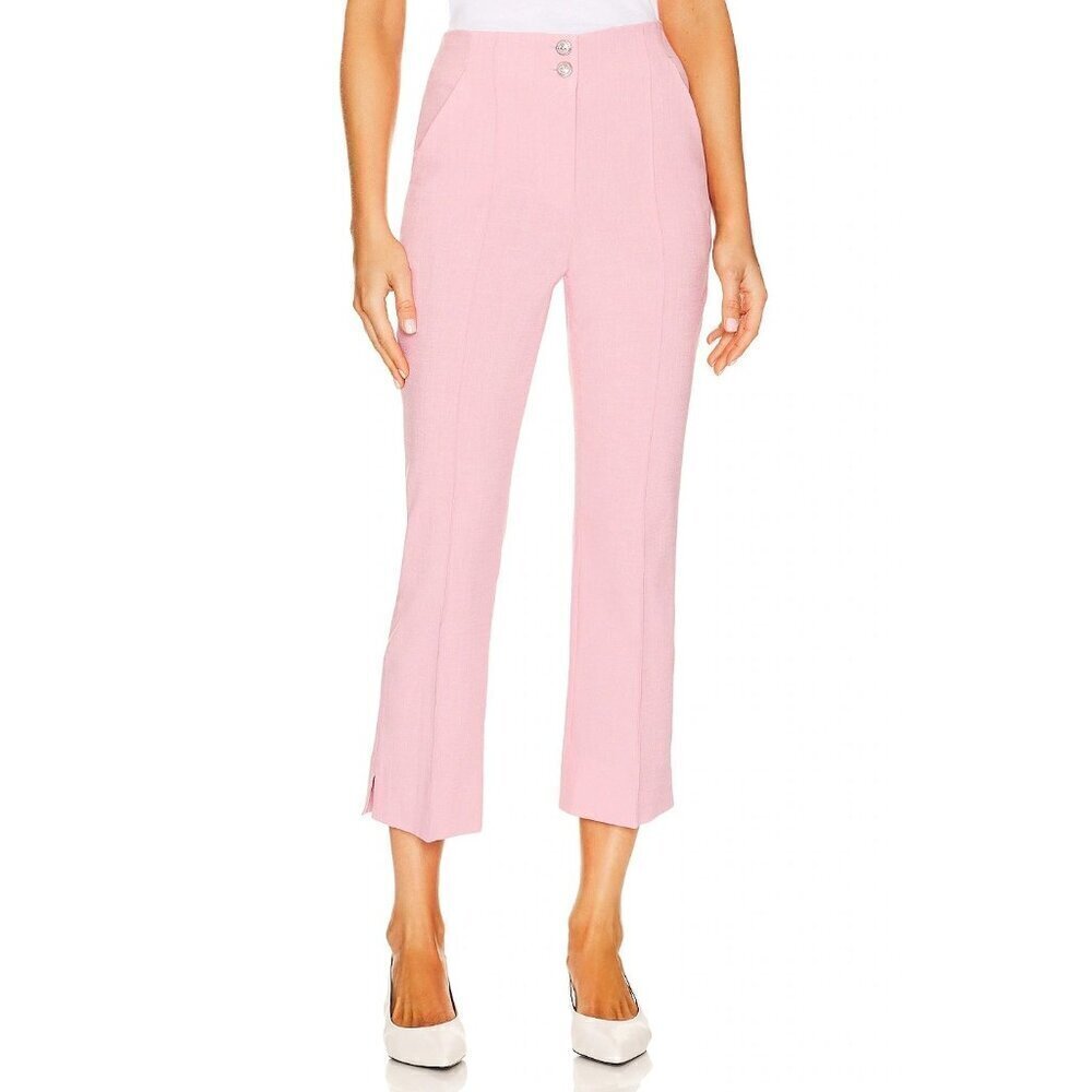 Veronica Beard Kean Pleated Kick Flare Cropped Pant Peony Womens Size 14
